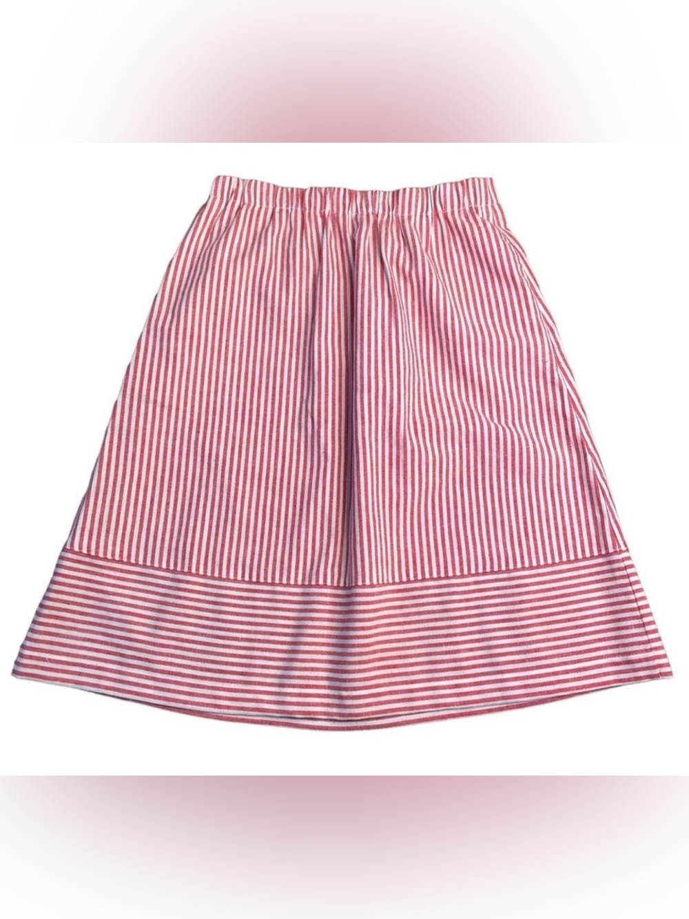 J. Crew Red/White Striped Elastic Waist Midi A-Line Skirt with pockets Small - Picture 2 of 11